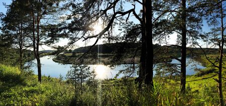 Panorama of the river Ugra, Kalugaの写真素材