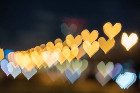 Heart bokeh background. Valentine's day background City Lightsの写真素材
