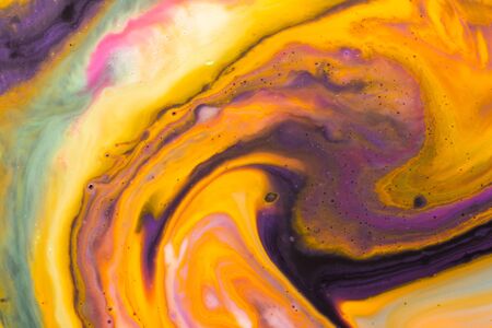 Macro universe, acrylic multi-colored paints, amazing texture, paints in water. Universe in a plate.の写真素材