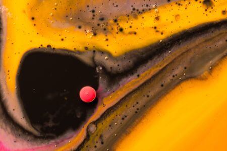 Macro universe, platnets and stars in it, multi-colored paints. Universe in a plate.の写真素材