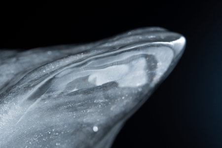 Abstraction and imitation of an iceberg, ice with snow and rain with patterns, macro photoの写真素材