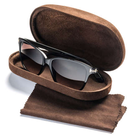 Black, women's sunglasses on a white background.の写真素材