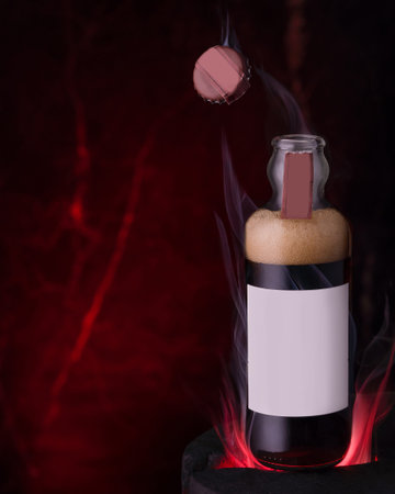 A bottle of coke stands on the fire