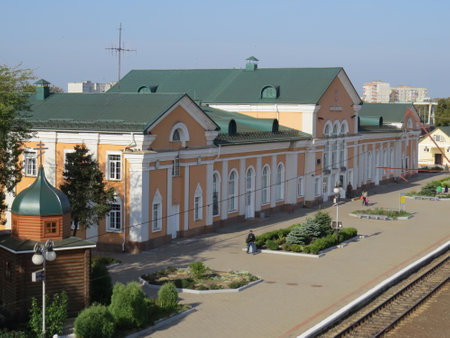 A small railway station in Bila Tserkva, Ukraine.のeditorial素材