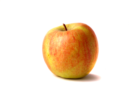 Yellow and green apple on a white background.の写真素材