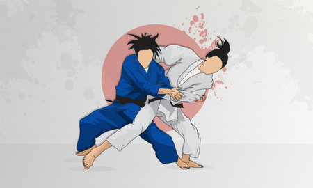 <p>Wrestling, two women in one of the types of wrestling. Women's judo.</p>のイラスト素材