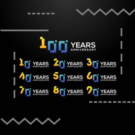 Set Years Anniversary Gradient Number Vector Designのイラスト素材