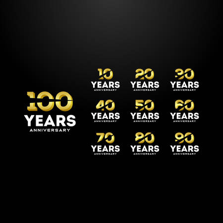 Set Years Anniversary Gold Number Vector Designのイラスト素材