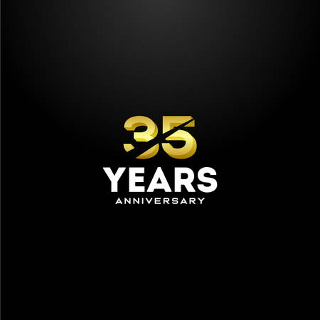 35 Years Anniversary Gold Number Vector Designのイラスト素材