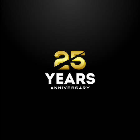 25 Years Anniversary Gold Number Vector Designのイラスト素材