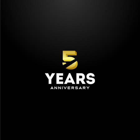 5 Years Anniversary Gold Number Vector Designのイラスト素材