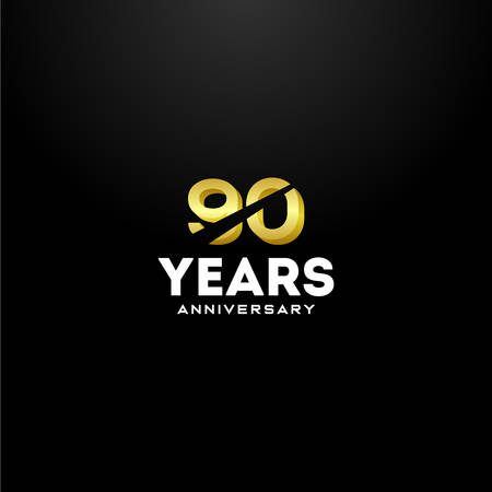90 Years Anniversary Gold Number Vector Designのイラスト素材