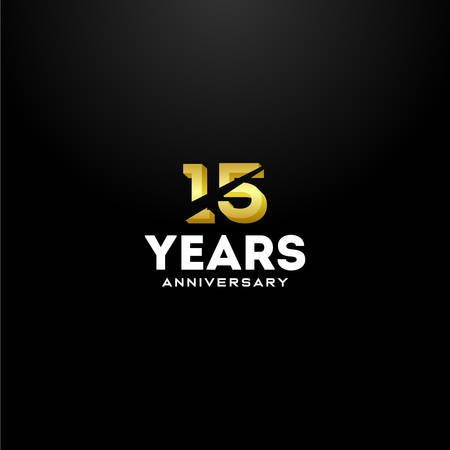 15 Years Anniversary Gold Number Vector Designのイラスト素材