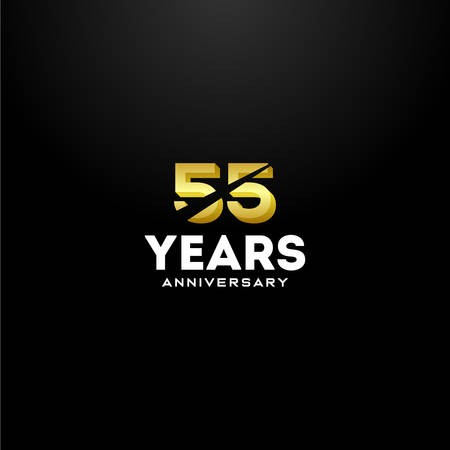 55 Years Anniversary Gold Number Vector Designのイラスト素材