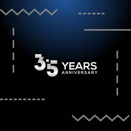 35 Years Anniversary White Number Vector Designのイラスト素材