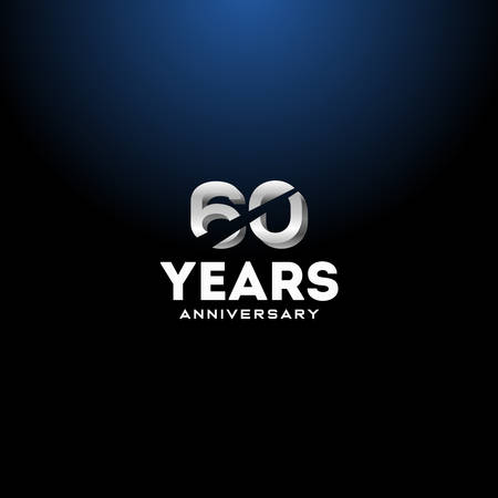 60 Years Anniversary White Number Vector Designのイラスト素材