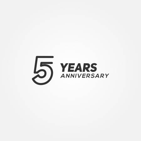 5 Years Anniversary Black Line Number Vector Designのイラスト素材