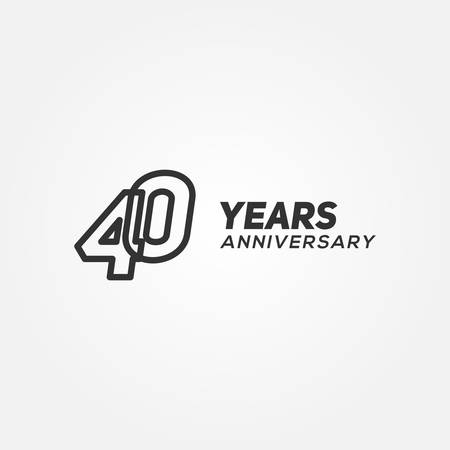 40 Years Anniversary Black Line Number Vector Designのイラスト素材