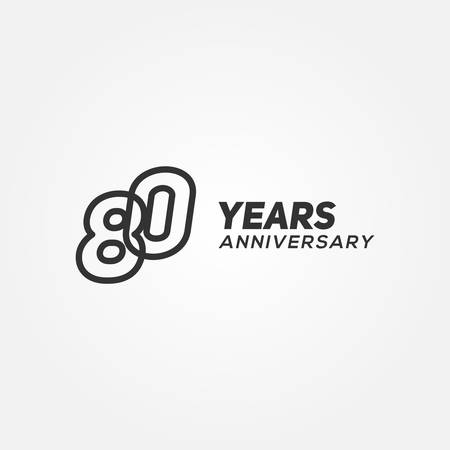 80 Years Anniversary Black Line Number Vector Designのイラスト素材