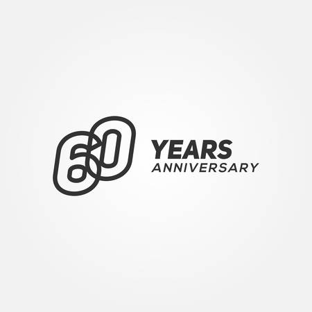 60 Years Anniversary Black Line Number Vector Designのイラスト素材