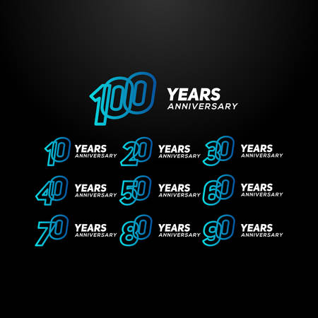 Set Years Anniversary Gradient Number Vector Designのイラスト素材