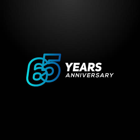 65 Years Anniversary Gradient Number Vector Designのイラスト素材