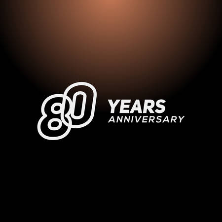 80 Years Anniversary White Line Number Vector Designのイラスト素材