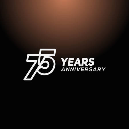 75 Years Anniversary White Line Number Vector Designのイラスト素材