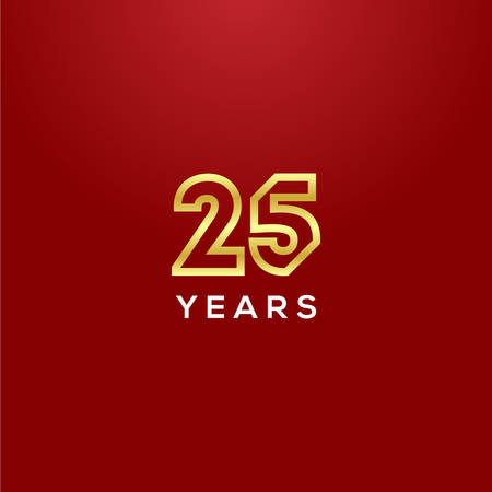 25 Years Anniversary Gold Number Vector Designのイラスト素材