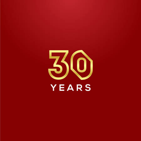 30 Years Anniversary Gold Number Vector Designのイラスト素材