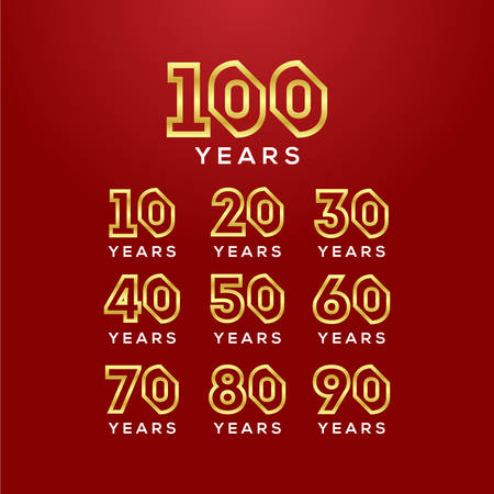 Set Years Anniversary Gold Number Vector Designのイラスト素材