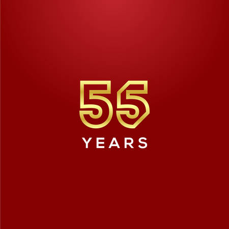 55 Years Anniversary Gold Number Vector Designのイラスト素材