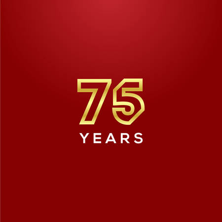 75 Years Anniversary Gold Number Vector Designのイラスト素材