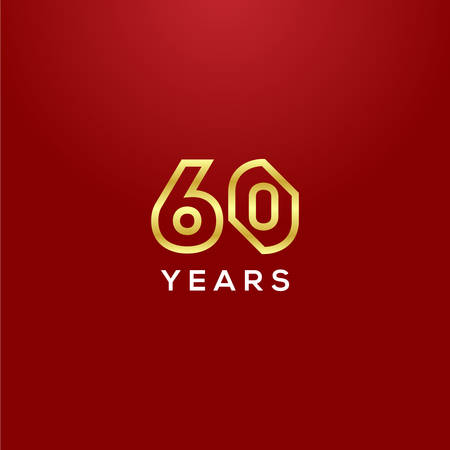 60 Years Anniversary Gold Number Vector Designのイラスト素材