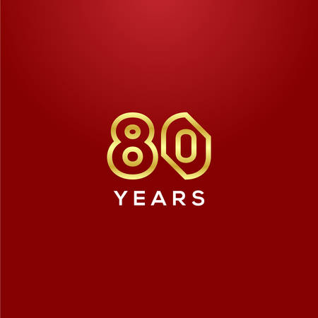 80 Years Anniversary Gold Number Vector Designのイラスト素材