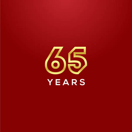 65 Years Anniversary Gold Number Vector Designのイラスト素材