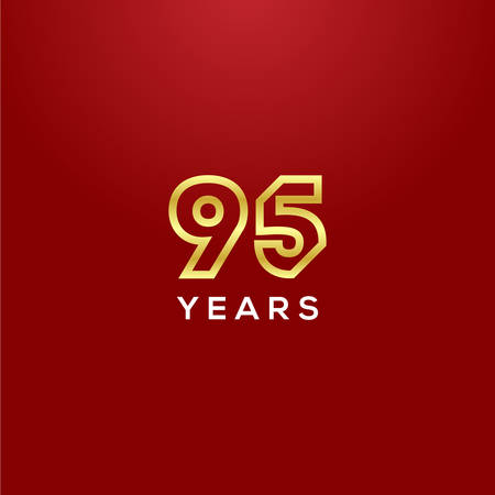 95 Years Anniversary Gold Number Vector Designのイラスト素材
