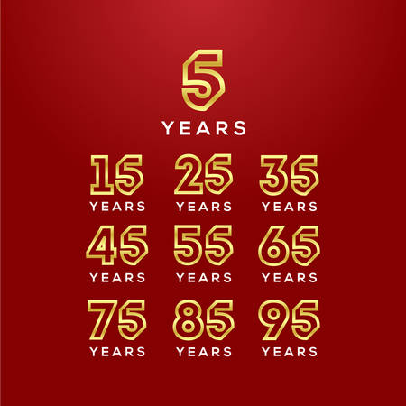 Set Years Anniversary Gold Number Vector Designのイラスト素材