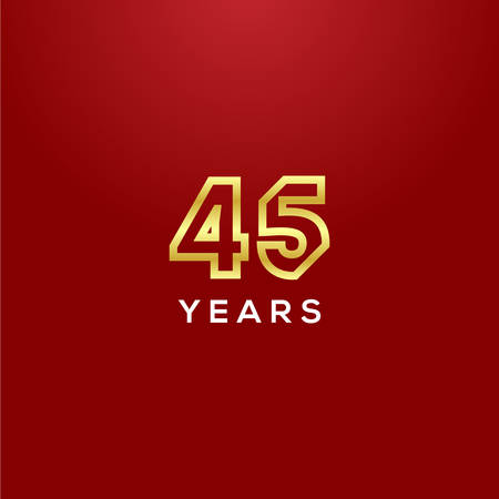 45 Years Anniversary Gold Number Vector Designのイラスト素材
