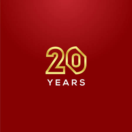 20 Years Anniversary Gold Number Vector Designのイラスト素材