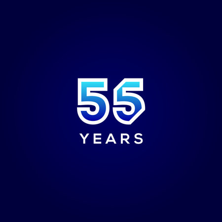 55 Years Anniversary Gradient Number Vector Design