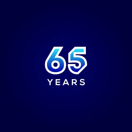 65 Years Anniversary Gradient Number Vector Designのイラスト素材