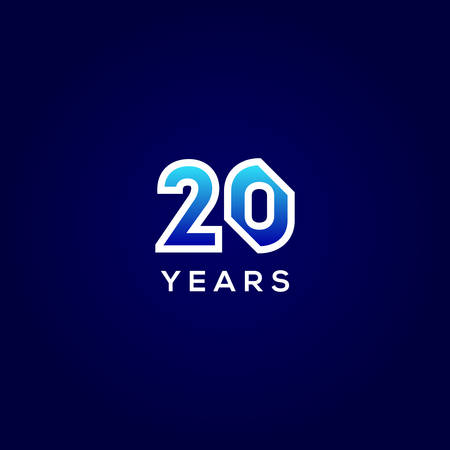 20 Years Anniversary Gradient Number Vector Designのイラスト素材