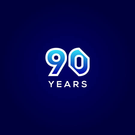 90 Years Anniversary Gradient Number Vector Designのイラスト素材