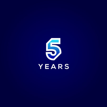 5 Years Anniversary Gradient Number Vector Designのイラスト素材