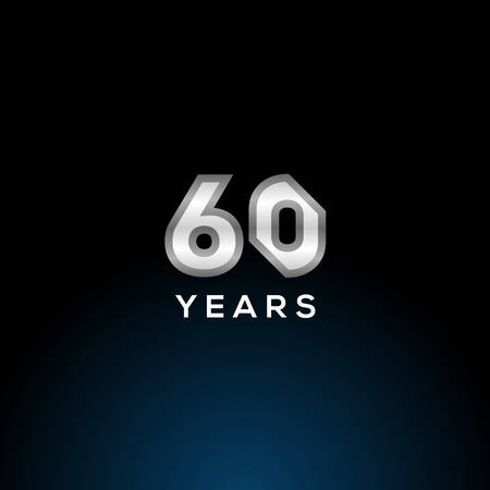 60 Years Anniversary White Number Vector Designのイラスト素材