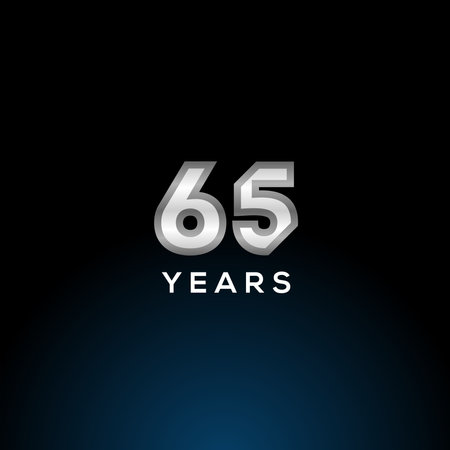 65 Years Anniversary White Number Vector Designのイラスト素材