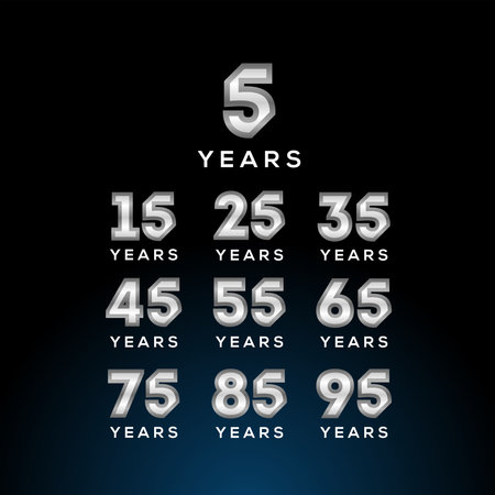 Set Years Anniversary White Number Vector Designのイラスト素材