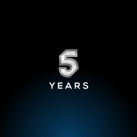 5 Years Anniversary White Number Vector Designのイラスト素材