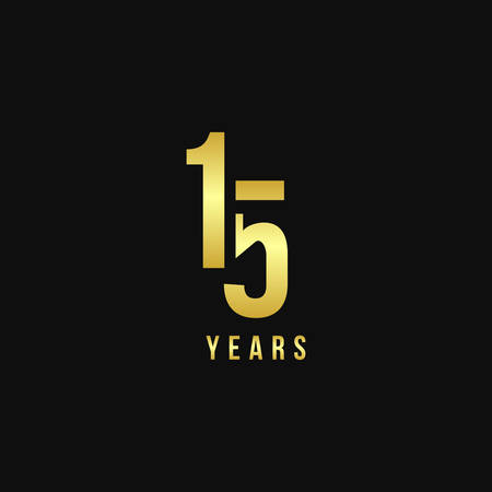 15 Years Anniversary Gold Number Vector Designのイラスト素材